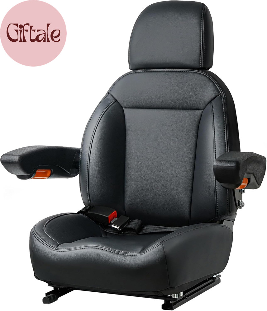 Universal Tractor Seat, Forklift Seat with Seatbelt and Adjustable Backrest Head