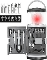 LED Camping Lantern Emergency Tool Kit with 15 Pieces Portable Hanging Home Use