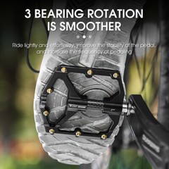 WEST BIKING Carbon Fiber Axle 3 Bearing MTB Road Bike Bicycle Pedals 9/16&Prime; Black