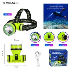 100m Diving Head Lamp Rechargeabl Waterproof Diving Flashlight Camping Fishing
