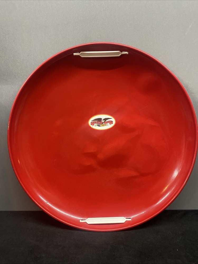 Flexible Flyer 26” Steel Metal Snow Disc Saucer Sled, Red Plastic Handle Used