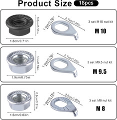 Bike Wheel Axle Nut and Bicycle Hub Safety Washer Kit, Flanged Nuts Parts Access