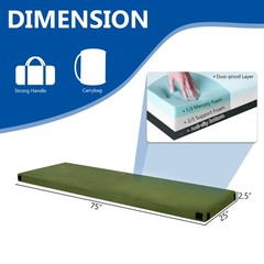 Portable Memory Foam Camping Mattress Floor Mat Roll Up for Guests Kids Adult