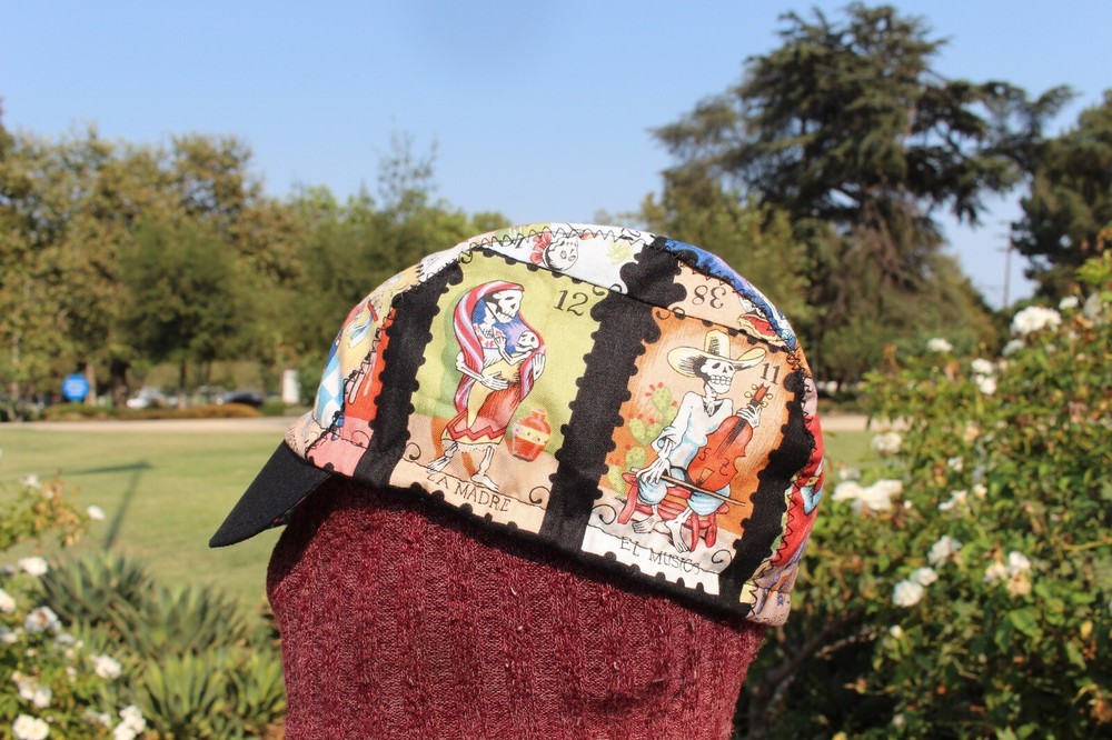 CYCLING CAP DIA DE MUERTO 100% COTTON HANDMADE IN USA S M L XL