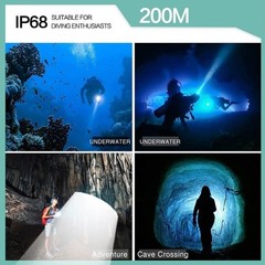100m Diving Head Lamp Rechargeabl Waterproof Diving Flashlight Camping Fishing