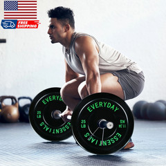 Olympic Rubber Bumper Weight Plate Set with 2” Steel Hub Inserts 370 Lb