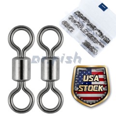 50/100pcs Rolling Barrel Swivels 20-330LB Fishing Swivel Solid Ring Lures Tackle