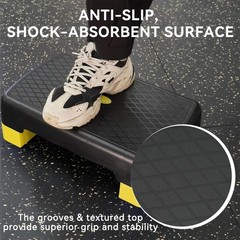 Fitvids 18&Prime; Workout Aerobic Stepper Platform, Adjustable Risers, Black/Yellow
