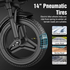 ASKGO Lightweight Folding Ebike 1500W 48V 25MPH 14&Prime; Electric bike for Adults