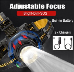9900000LM USB Rechargeable Zoomable Headlamp Home Outdoor Use Hiking Headlight