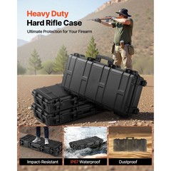 Uimoso Hard Rifle Case IP67 Waterproof Rifle Storage Case w/ Pre-cut Foam Black