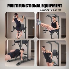Power Tower Dip Station & Pull Up Bar – Adjustable Height Home Gym Fitness
