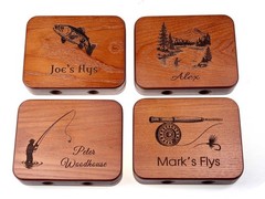 Personalised Wooden Fly Box 13×10×3 cm – Engraved Pocket Fly Fishing Angler Gift
