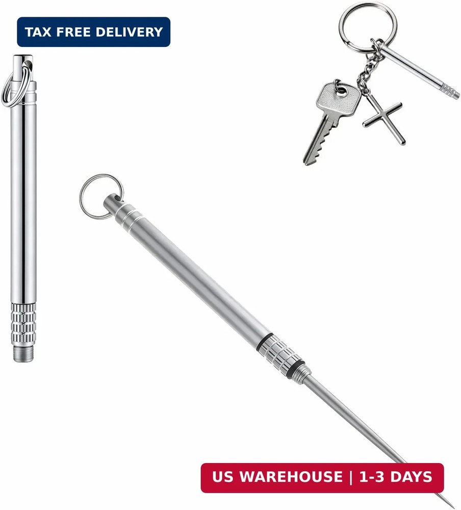 Portable Titanium Toothpick, Multi-Functional Reusable Stainless Steel Silver