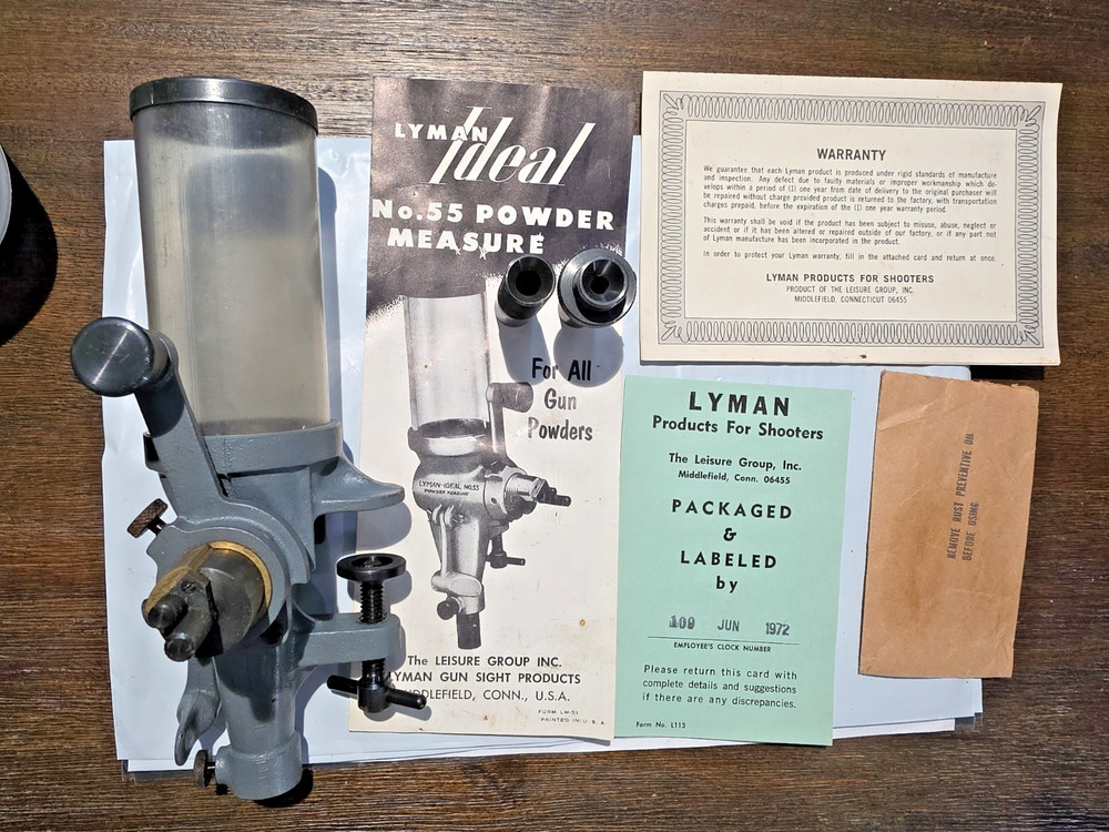 VTG. Lyman No.55 Powder Measure Dispenser For Reloading COMPLETE W/ BOX & PAPERS