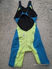 Arena Women&rsquo;s Competitive Racing Kneeskin Swimsuit Size 28 Blue Black Green