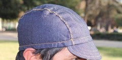 Cycling cap DENIM FABRIC 3 PANEL HANDMADE IN USA one size or any size
