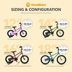 RoyalBaby Rocket Outdoor Children&rsquo;s Bike with Training Wheels, 12 Inch, Pink