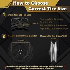 10 inch Solid Rubber Tire, 10×2.125 Tubeless Tyre for iScooter iPlus isinwhee…