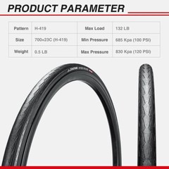 Chao YANG 2Pack Road Bike Tire Set Clincher Foldable Bicycle Tire 120PSI 700x23C