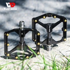 WEST BIKING Carbon Fiber Axle 3 Bearings MTB Road Bike Bicycle Flat Pedals 9/16&Prime;