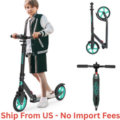 UPGO Kick Scooter for Ages 6+, 240 LB Max Load, Foldable, 8-Inch Wheels, Aquas