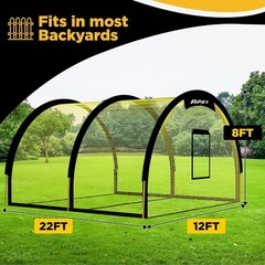 Portable 22x12x8ft Baseball Softball Batting Cage Pitching Machine Steel Poles