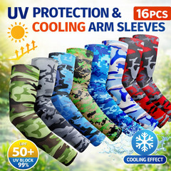 16x Camo Cooling Arm Sleeves UV Protection Breathable Stretch Sports Outdoor US