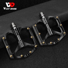 WEST BIKING Carbon Fiber Axle 3 Bearings MTB Road Bike Bicycle Flat Pedals 9/16&Prime;