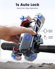 Motorcycle Phone Mount 1s Auto Lock 100mph Military Anti-Shake Bike Phone Holder