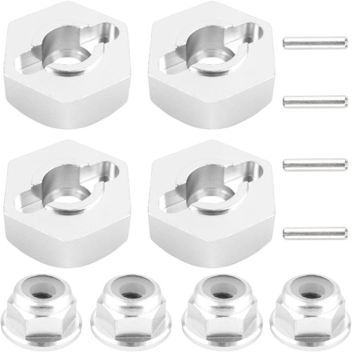 12mm Wheel Hex Hubs Drive Adapter 5mm Thick & Flange M4 Lock Nuts Aluminum fo…