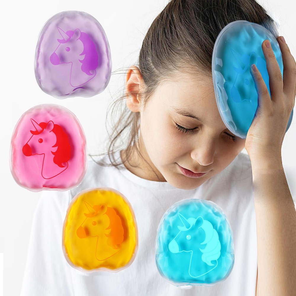 Unicorn Gel Ice Packs for Kids – 4 4.2 x 10.6 Inch, Pink, Purple, Blue, Green
