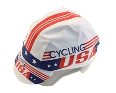 Pace Cycling Cap Cycling USA 100% Cotton Twill White Red Blue Made in USA NEW