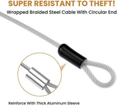 10FT 5mm Braided Stainless Steel Security Cable Lock – Heavy Duty Outdoor Use