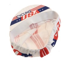 Pace Cycling Cap Cycling USA 100% Cotton Twill White Red Blue Made in USA NEW