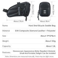 WEST BIKING Bicycle Saddle Bag EVA Carbon Pattern Hard Shell Seat Tail Bag 1.8L