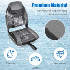 2 Pack High Back Folding Boat Seats with Sponge Cushion & Flexible Hinges