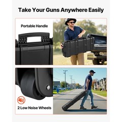 Uimoso Hard Rifle Case IP67 Waterproof Gun Storage with Customizable Foam Black
