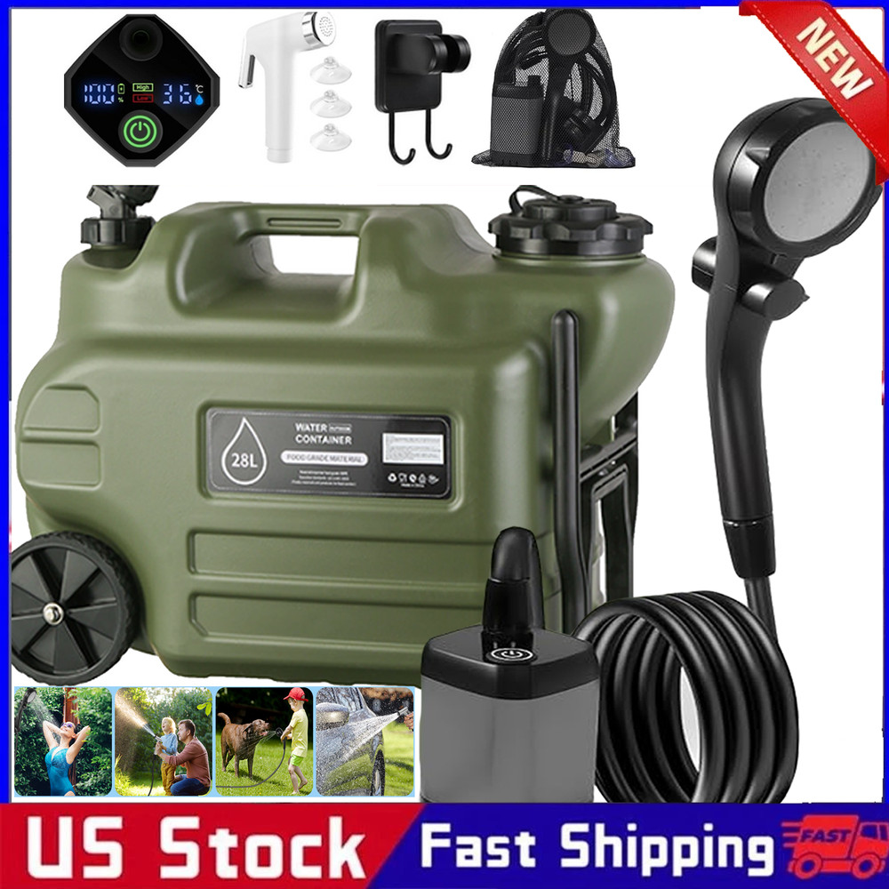 Camping Shower with 7-Gallon Water Jug, 6000mAh Rechargeable Portable Shower New
