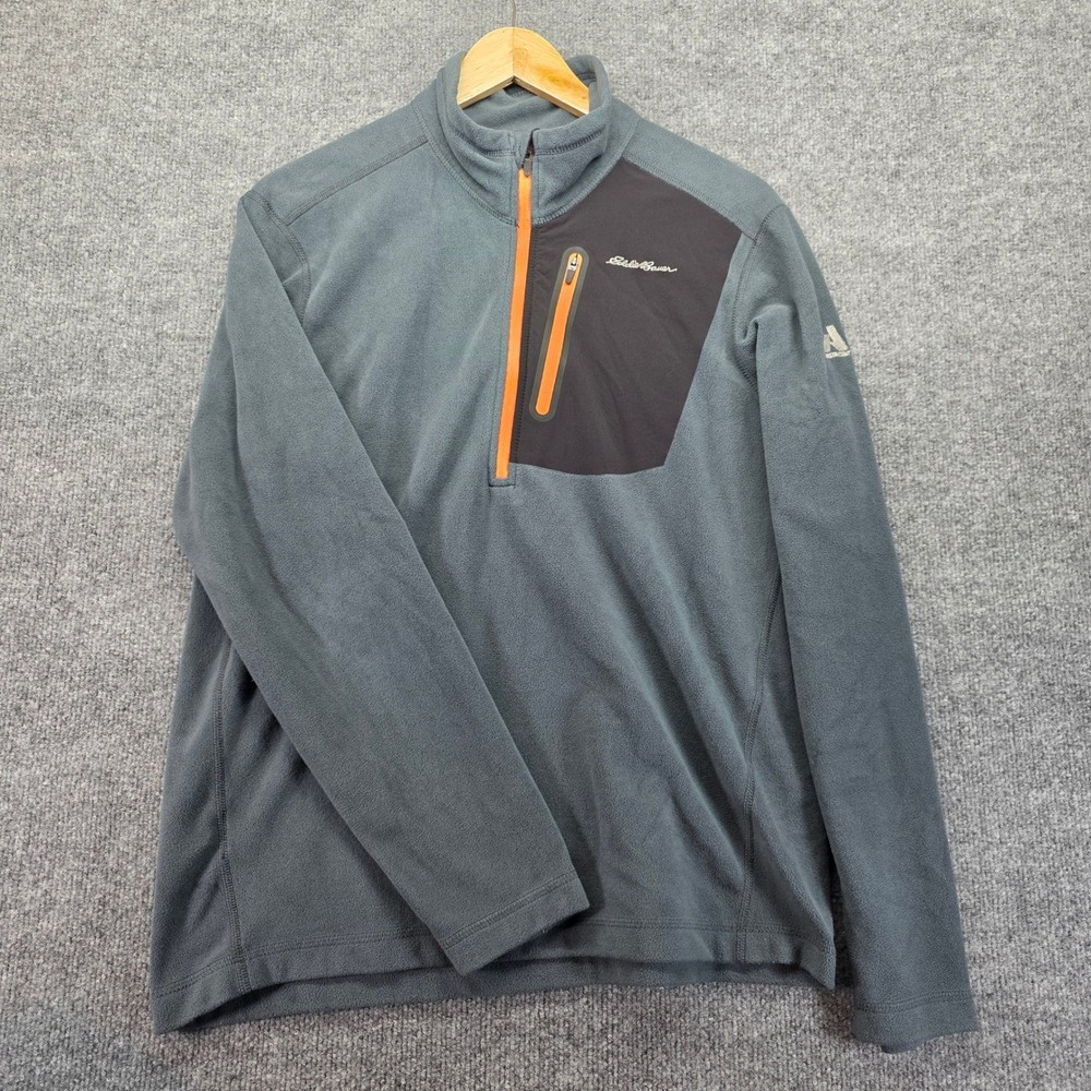Eddie Bauer Mens Gray Fleece Quarter Zip Pullover Sweater Size M First Ascent