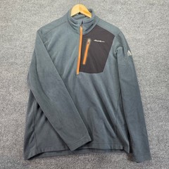 Eddie Bauer Mens Gray Fleece Quarter Zip Pullover Sweater Size M First Ascent