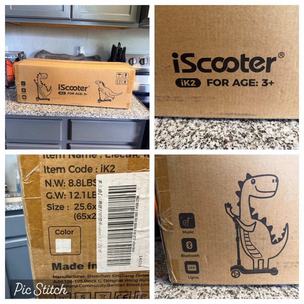 iScooter IK2 70W Kids Electric Scooter 5 Miles Bluetooth Music LED Light White