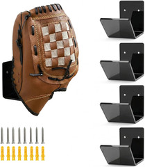 4 Pack Baseball Glove Wall Mount Black Acrylic Display Holder Heavy Duty 5mm