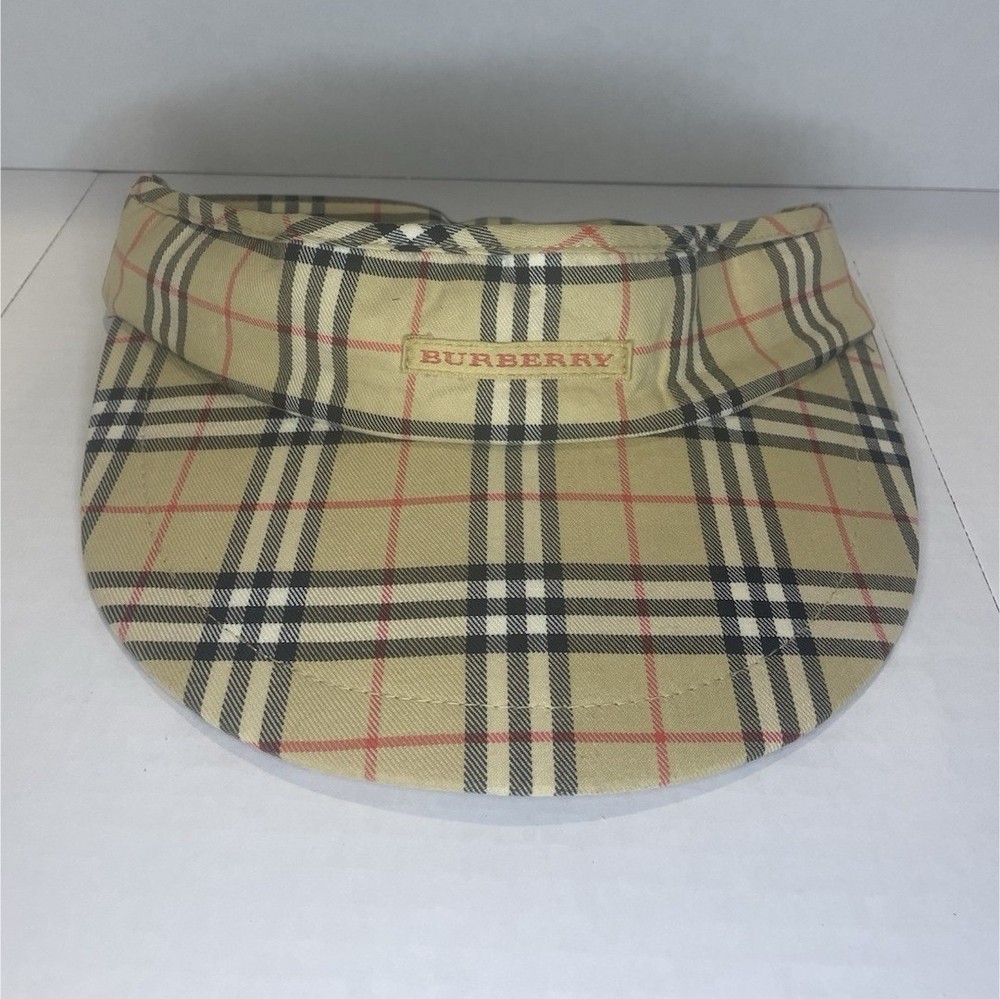 Burberry Golf Visor Check Adjustable Cotton Elastane Beige Black Red Unisex