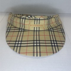 Burberry Golf Visor Check Adjustable Cotton Elastane Beige Black Red Unisex