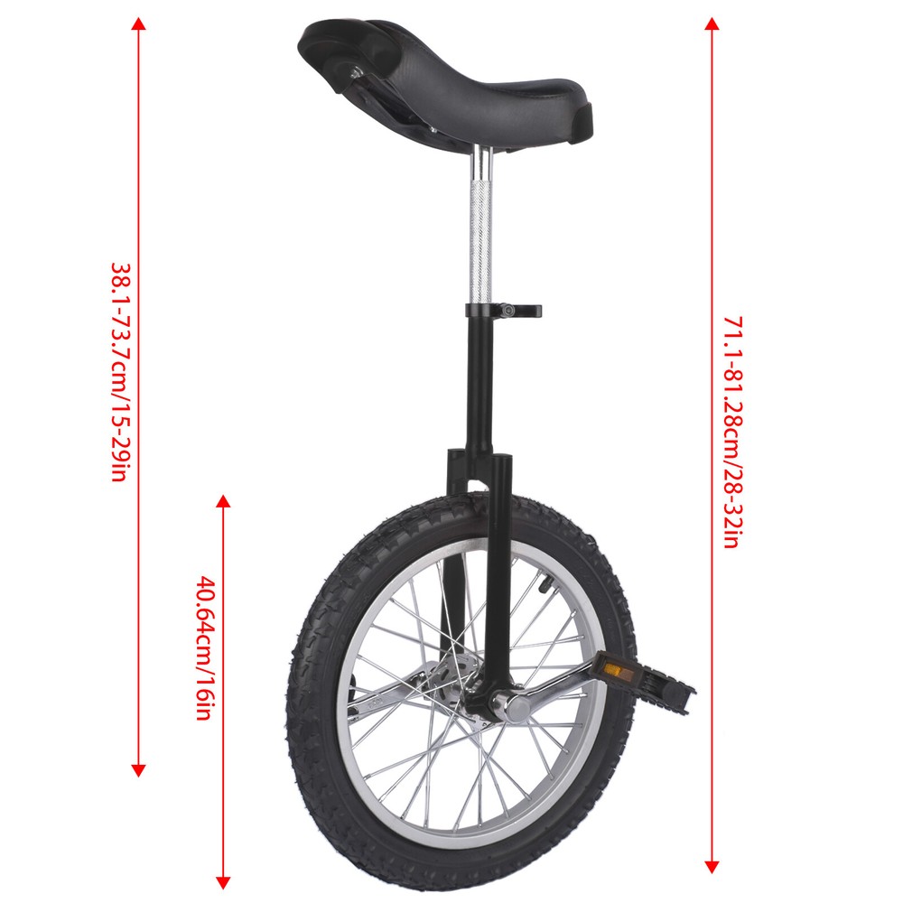 16 » Unicycle Adjustable Seat Thickened Steel Frame & Wheel Rim Outdoor Modern