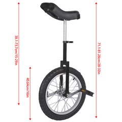 16 » Unicycle Adjustable Seat Thickened Steel Frame & Wheel Rim Outdoor Modern