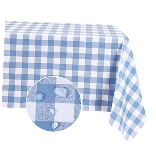 Rectangle Vinyl Tablecloth, 100% 54&Prime; x 78&Prime; (Rectangular) Light Blue Plaid