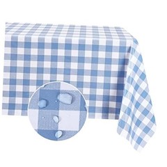 Rectangle Vinyl Tablecloth, 100% 54&Prime; x 78&Prime; (Rectangular) Light Blue Plaid