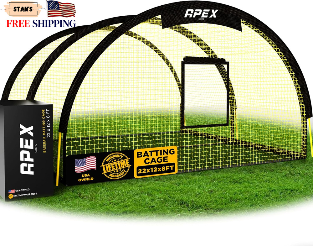 Portable 22ft x 12ft x 8ft Baseball & Softball Batting Cage with Pitching Mac…